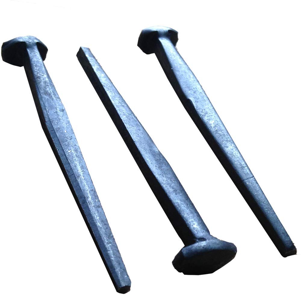 50-Pack 1 Inch Steel Decorative Rose Head Nails – Antique Wrought Style, Black Oxide, Tapered Shaft, Craft Forged In USA