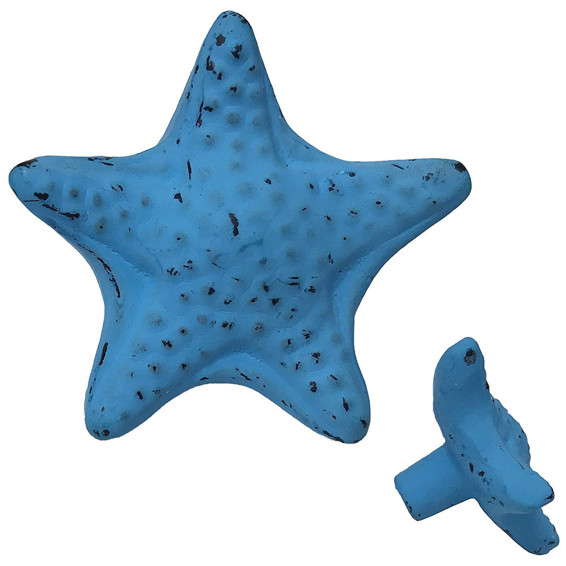 2" - BLUE STARFISH - DS-56 - Cabinet Knob Handle - For Gate, Cabinet, Dresser - Blue finish for interior & exterior designing (2)