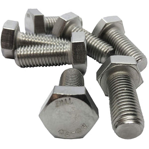 6mm x 25mm - 1.25 Pitch - 304 Stainless Steel Bolts+Nuts+Washers - A2-70, Full Thread, Bright Finish