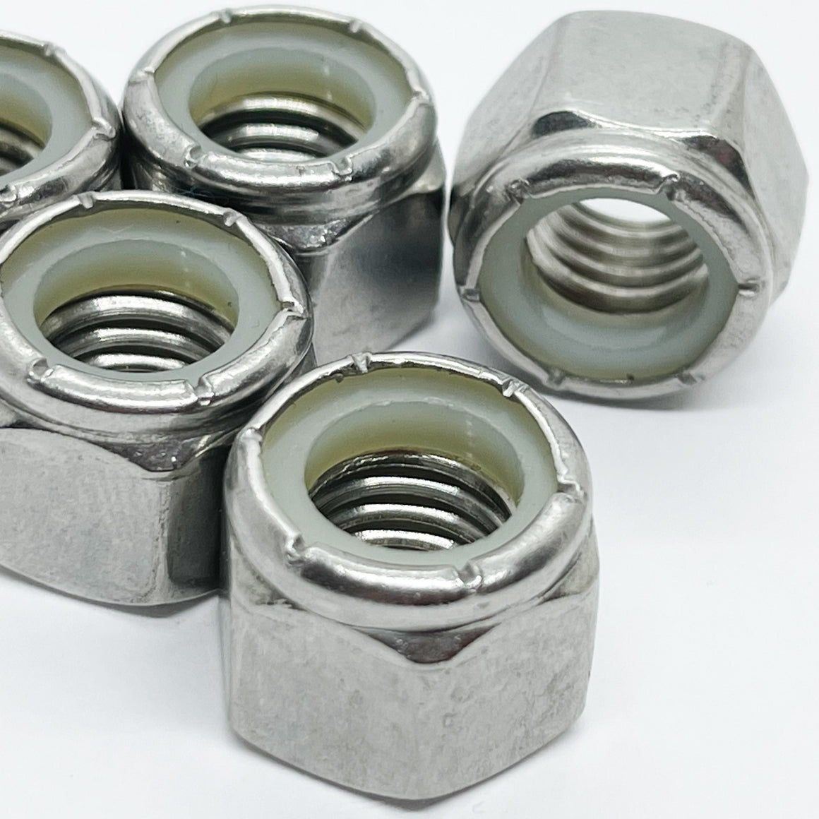 3/8"-16 - Stainless Steel Nylon Insert Lock Nut - Hex Nut Nylon & Stainless Thread