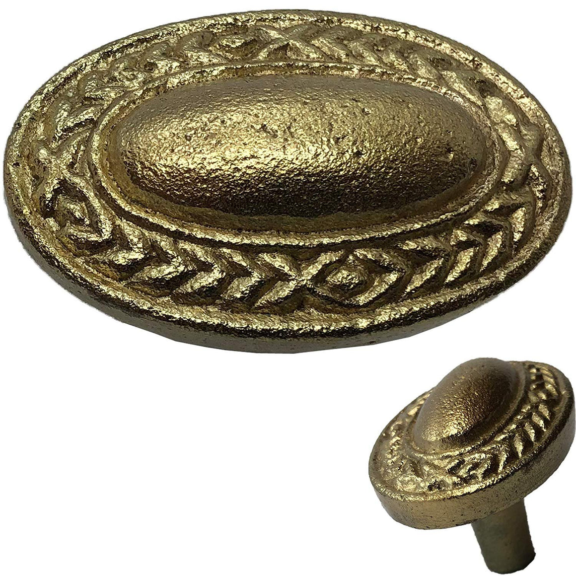 2"- Decorative Oval Wreath Knob - KB-113 - Antique Style Cabinet Knob Handle - For Gate, Drawer, Cabinet, Dresser - For interior & Exterior Designing (4)