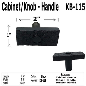 2"- Rectangular Primitive Pitted Knob - KB-115 - Antique Style Cabinet Knob Handle - For Gate, Drawer, Cabinet, Dresser - For interior & Exterior Designing (1)