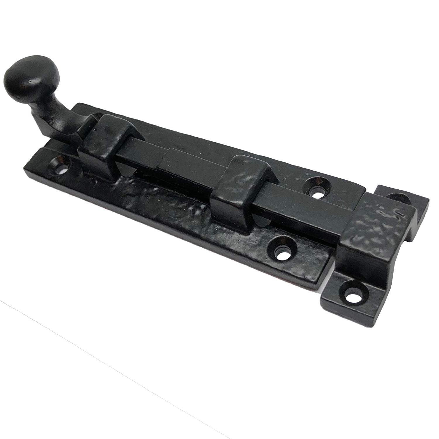 Tiberius Black Antique Iron Gate Latch - Heavy Duty Plain Wrought Iron Door Lock