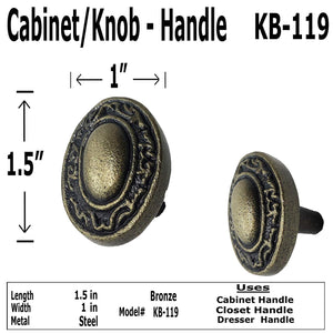 2"- Oval Ornate Knob - KB-119 - Antique Style Cabinet Knob Handle - For Gate, Drawer, Cabinet, Dresser - For interior & Exterior Designing (2)