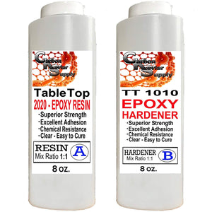 16 oz. Clear Table Top Epoxy Resin & Hardener Pkg - 1:1 Mix Ratio-High Strength. Easy to Work with Fast Setup and Multi-Layer for Thick Finish Coat. (3)