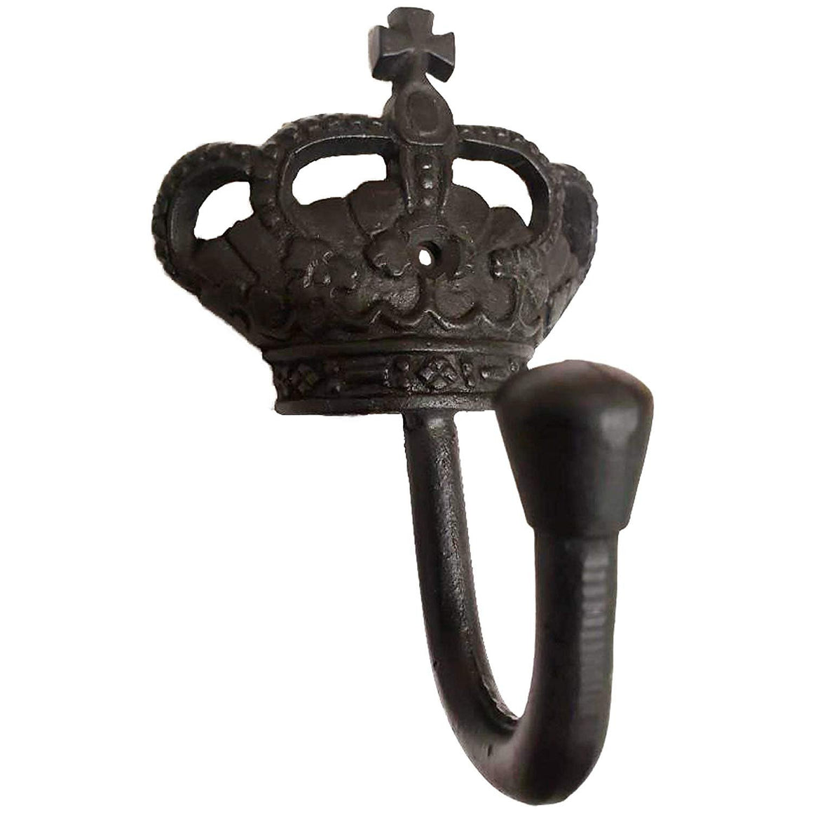 OLD NAIL SOURCE (1 4.25" - Imperial Crown - BB-249 - Coat Hook - for Coats, Bags, Hand Towel etc - Black Wrought Iron Finish