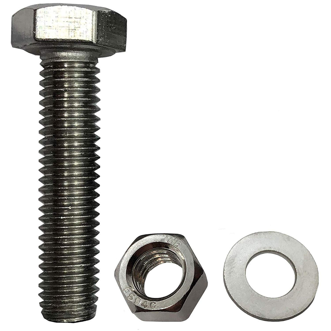 1/4" - 20 x 3" - 304-STAINLESS STEEL BOLTS, NUTS & WASHERS - 18-8 HEX HEAD Bolt - 304 Grade. General Purpose (10) Bolts + (10) Nuts + (10) Washers