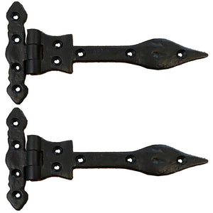 (2 Pack) - 6" Arrow Strap Hinge - Classic Olde World Style Hinge. Black Wrought Iron Finish- RVE-103-6