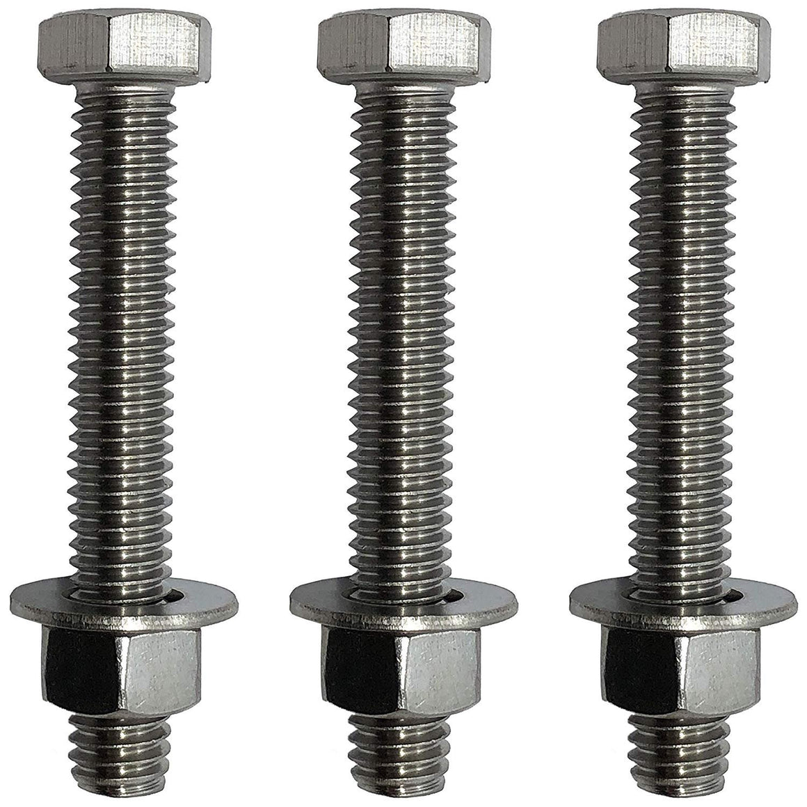 6mm x 35mm - 1.25 Pitch - 304 Stainless Steel Bolts+Nuts+Washers- A2-70, Full Thread, Bright Finish