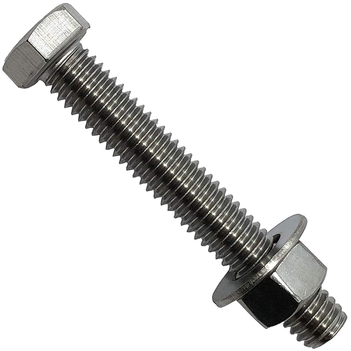 3/8" -16 x 4" - 304-STAINLESS STEEL BOLTS, NUTS & WASHERS - 18-8 HEX HEAD Bolt - 304 Grade. General Purpose (10) Bolts + (10) Nuts + (10) Washers