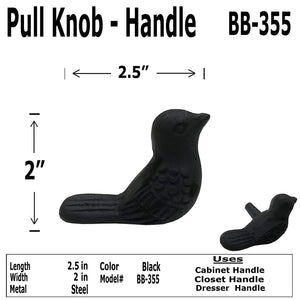 2.5"- Bird - BB-355 - Cabinet Knob Handle - For Gate, Drawer, Cabinet - Black Finish For interior & Exterior Designing - BB-355 (10)