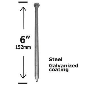(25 PK) 6" - 60d - Galvanized Common Nail Spike - (25) nails