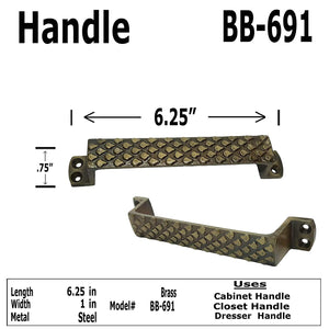 6.25" - Decorative Antique style Handle -for cabinets, doors, dressers, BB-691-Bronze (4)