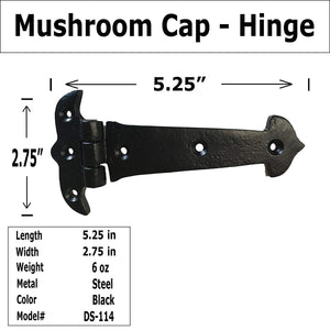 5.25" - Mushroom Head Decorative Iron Hinge - DS-114 - Antique Style Iron Hinge for doors, gates, cabinets, barn door hinges