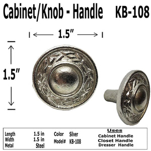 1.5"- Decorative Knob - KB-108 - Cabinet Knob Handle - For Gate, Drawer, Cabinet, Dresser - For interior & Exterior Designing