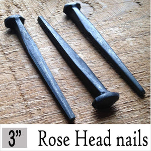 (10) 3" Steel Decorative Antique Wrought Head Nails-Rosehead Nails