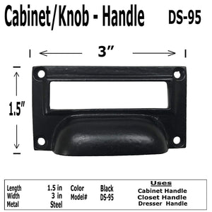 3"- File-Library - DS-95 - Cabinet Knob Handle - For Gate, Drawer, Cabinet - Black Finish For interior & Exterior Designing - DS-95 (10)