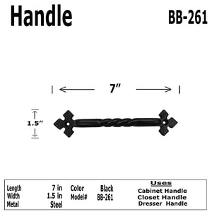 7" - BB-261 - Twisted Cross - Cabinet Handle - For Gate, Drawer, Closet, Cabinet, Dresser - Black Antique Finish For interior & Exterior Designing (4)