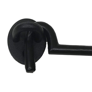 (1) 9" Cabinet Hook - DS-134 - Antique Style Hook Eye Door Latch, Vintage Black cast Iron Finish