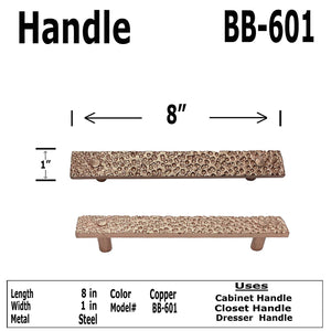 8" Primitive Pitted - BB-601 - Iron Cabinet Knob Handle - For Gate, Drawer, Closet, Cabinet, Dresser - For interior & Exterior Designing - Copper color (1)