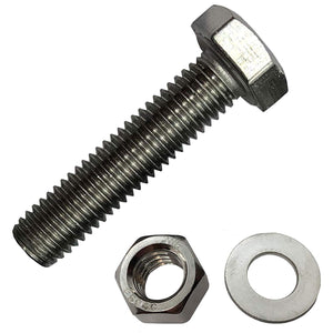 1/4" - 20 x 5" - 304-STAINLESS STEEL BOLTS, NUTS & WASHERS - 18-8 HEX HEAD Bolt - 304 Grade. General Purpose (10) Bolts + (10) Nuts + (10) Washers
