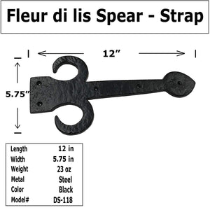 12" Fleur di Lis Spear - DS-118 - Strap-Antique Style Decorative Strap - DS-118 (1)