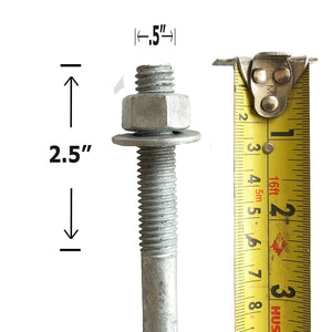 8" x 1/2" - Anchor Bolt - Galvanized - with Nut + Washer (5)