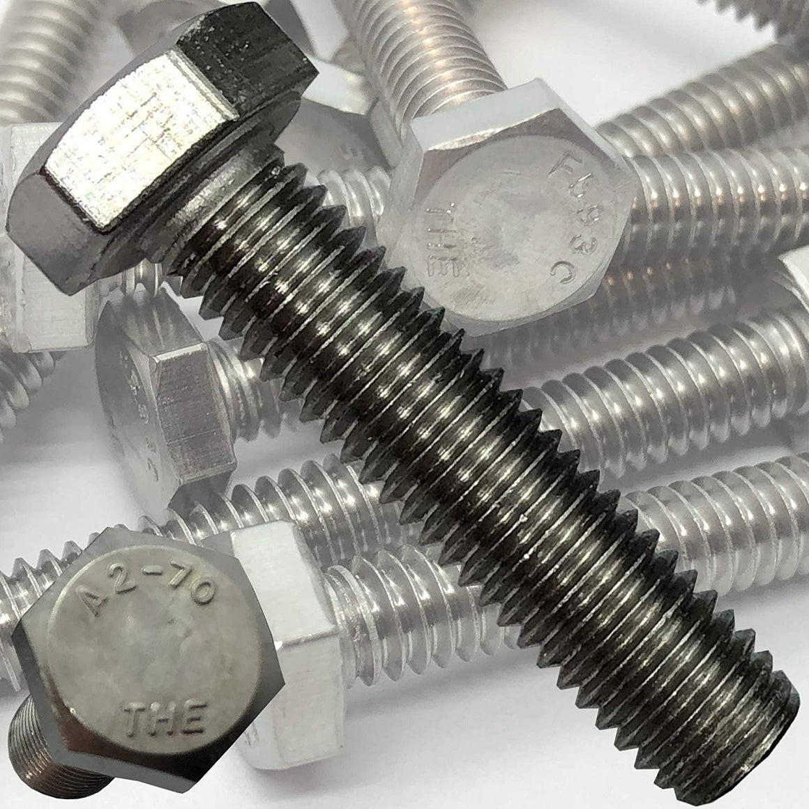 6mm x 20mm - 1.25 Pitch - 304 Stainless Steel Bolt - A2-70, Full Thread, Bright Finish, Machine Thread-Metric includes BOLTS + NUTS + WASHERS (20)