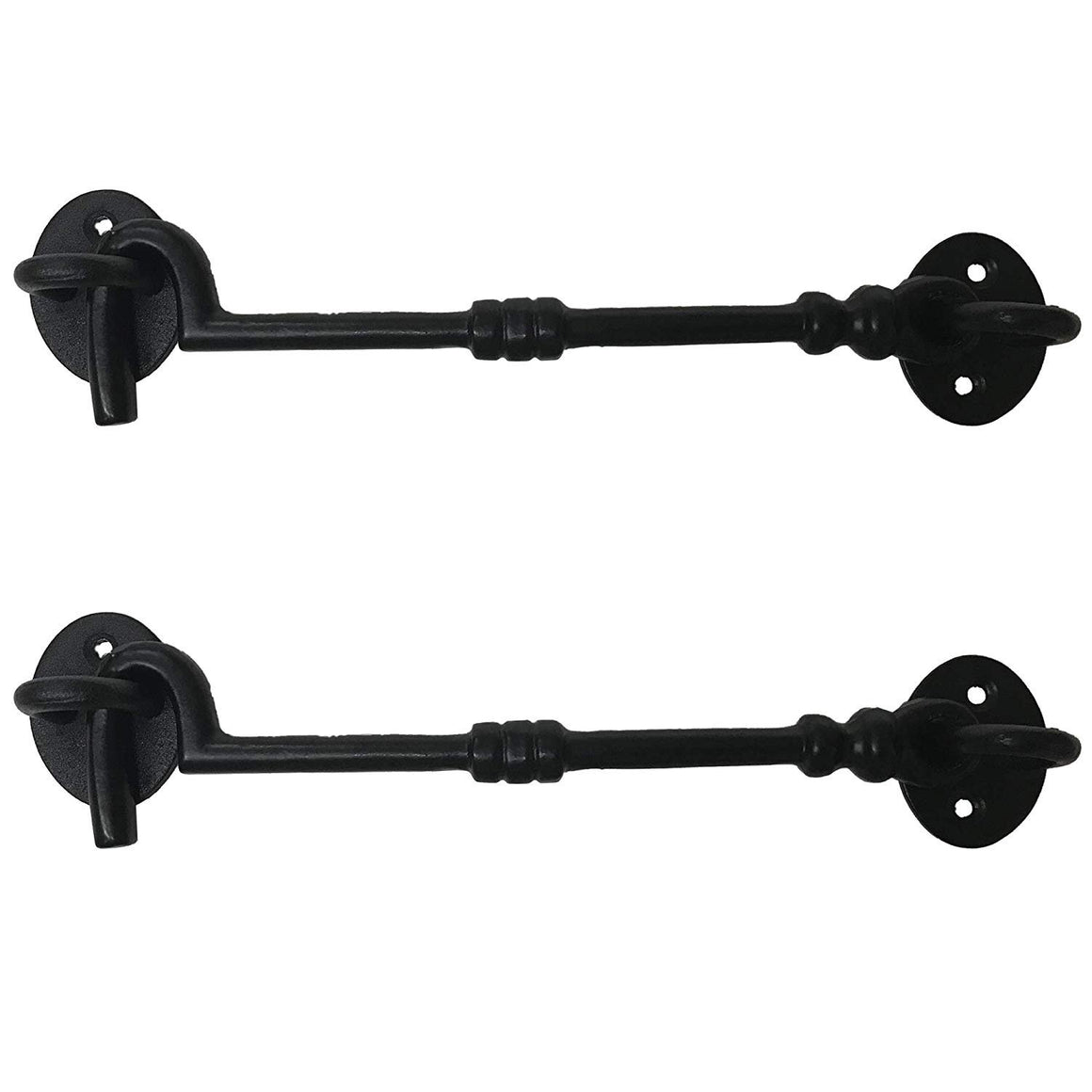 (1) 8" - Door Latch - DS-133 - Antique Style Eye Hook Door Latch for Gates, Doors, Closet, Cabinet, Sliding Barn & Shed Doors - in Vintage Black cast Iron Finish