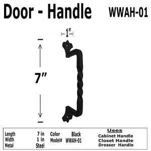 (2) - 7" - Wrought Twist - WWAH-01 - Cabinet Knob Handle - for Gate, Drawer, Cabinet - Black Finish