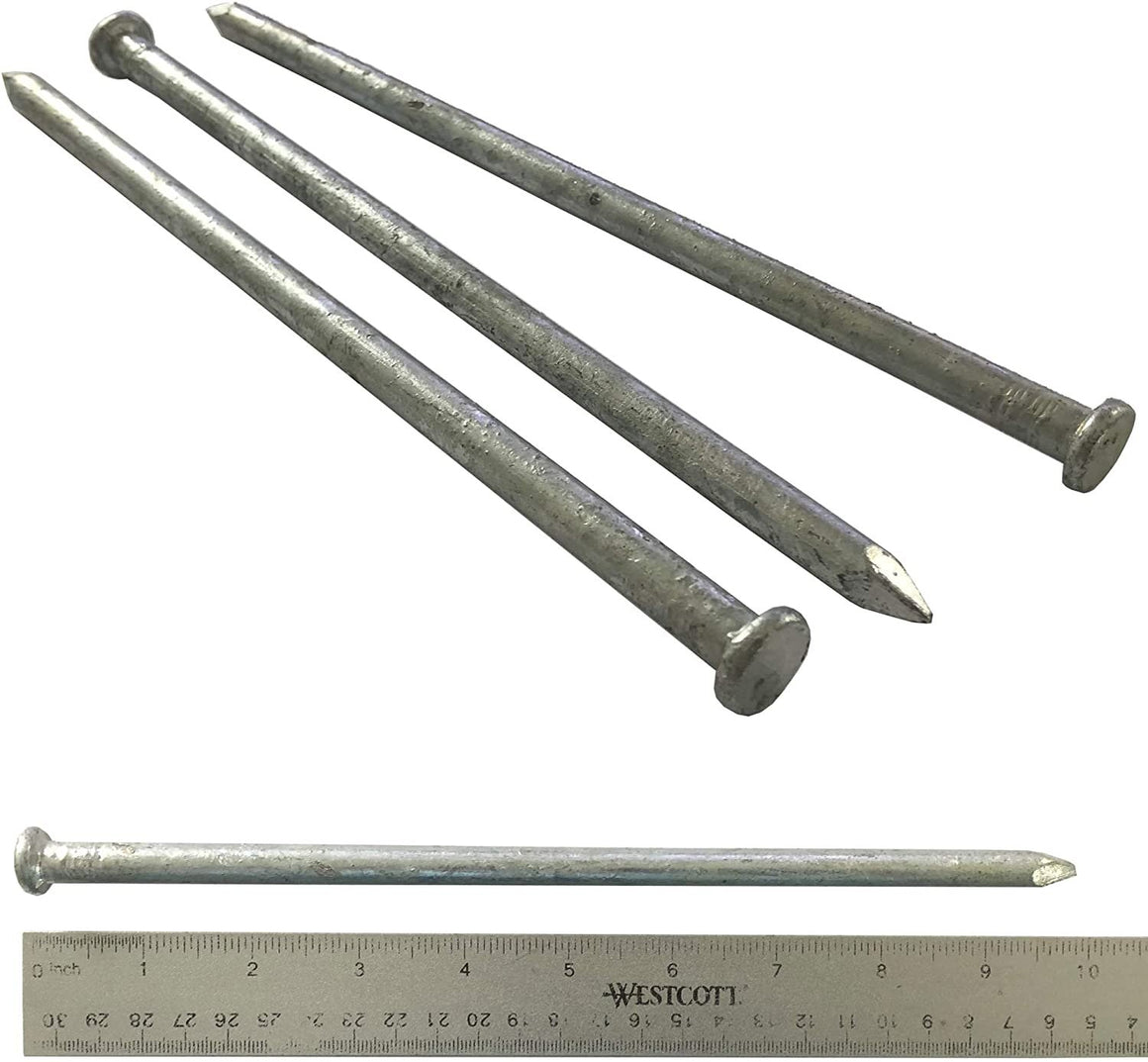 10" - 100d Galvanized Spike nails, long exterior use rust resistant timber landscape spikes