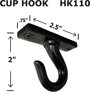 ANTIQUE HARDWARE DEPOT - 2.5”-Under Cabinet or Shelf Coffee Mug Holder – Cup Hooks Separator – Decorative Black Iron Hangers - Create Rack Under Counter or Wall – Cups, Keys, & Utensils (4-Hooks)