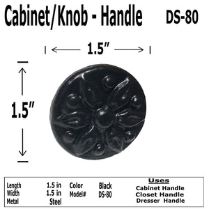 1.5" - Flower Top - DS-80 - Cabinet Knob Handle - For Gate, Drawer, Cabinet, Dresser - Black Finish For interior & Exterior Designing (1)