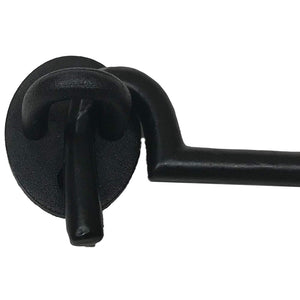 (1) 8" - Door Latch - DS-133 - Antique Style Eye Hook Door Latch for Gates, Doors, Closet, Cabinet, Sliding Barn & Shed Doors - in Vintage Black cast Iron Finish