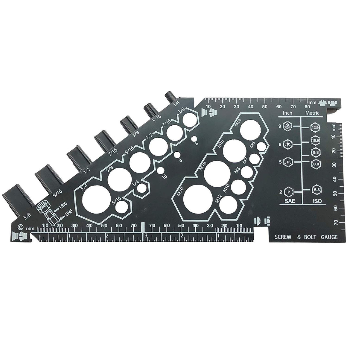 Nut Bolt & Screw - Thread Gauge. 27 Size Measurements, Measures Thread Sizes, Bolt Lengths in Both inches & Metric Sizes. (2)