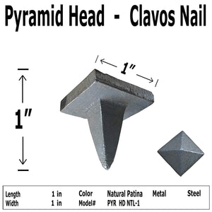 (50) 1" - Pyramid Head Clavos - Natural Patina Finish - with Thick Spike (50)