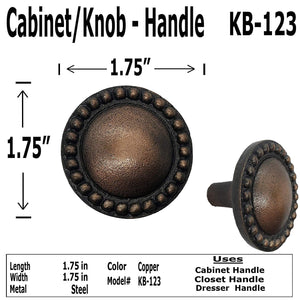 1.75"- Decorative Colonial Knob - KB-123 - Antique Style Cabinet Knob Handle - For Gate, Drawer, Cabinet, Dresser - For interior & Exterior Designing