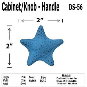 2" - BLUE STARFISH - DS-56 - Cabinet Knob Handle - For Gate, Cabinet, Dresser - Blue finish for interior & exterior designing (2)