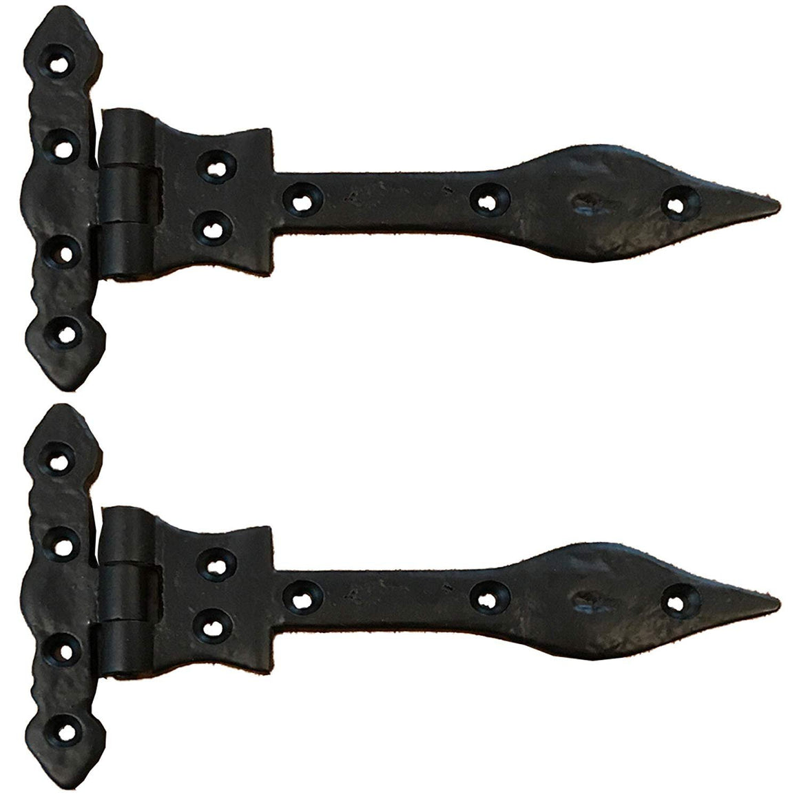 (4 Pk) - 6" Arrow Strap Hinge - Classic Olde World Style Hinge. Black Wrought Iron Finish- RVE-103-6 (4-Hinges)