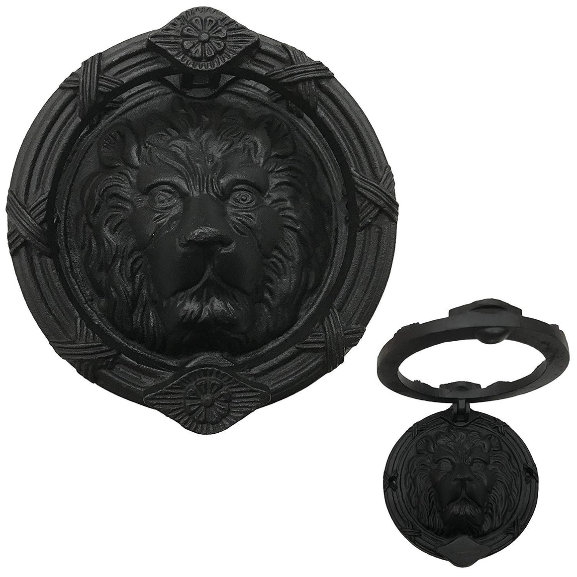 5" Raised Ring Lion - Door Knocker - Cast iron with black finish. Classic door Knocker-BB-267 (2)