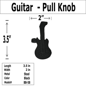 3.5" Guitar - BB-58 - Cabinet Knob Handle - For Gate, Drawer, Closet, Cabinet, Dresser - Black Finish For interior & Exterior Designing - (5)