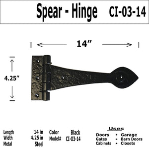 14" - Spear Decorative Iron Strap - CI-03-14 - Antique Style Iron Strap for doors, gates, cabinets, barn door straps. - CI-03-14 (4)