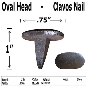 .75" - Oval Head Clavos - Natural Patina - with Thick Spike - Burlap case (25)