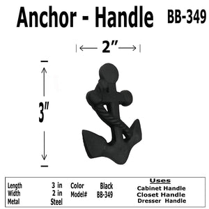 3"- Anchor - BB-349 - Cabinet Knob Handle - For Gate, Drawer, Closet, Cabinet, Dresser - Black Finish For interior & Exterior Designing - BB-349 (2)