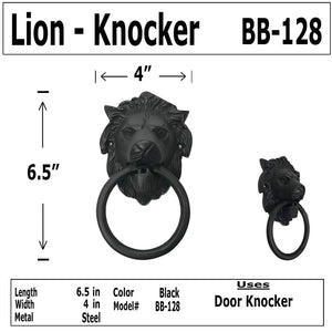 6.5" - Lion Face - BB-128 - Antique Style Door Knocker - Classic Door Knocker