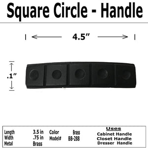 4.5" - Iron Square Circle - BB-302 - Cabinet Knob Handle - For Gate, Drawer, Closet, Cabinet, Dresser - Black Finish For interior & Exterior Designing - BB-302-Black (4)
