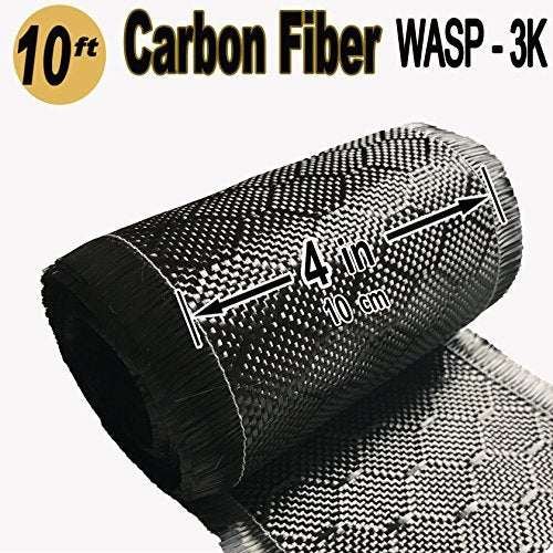 4 in x 1 FT - WASP - Carbon Fiber Fabric - Wasp Weave-3K - 220g-Black