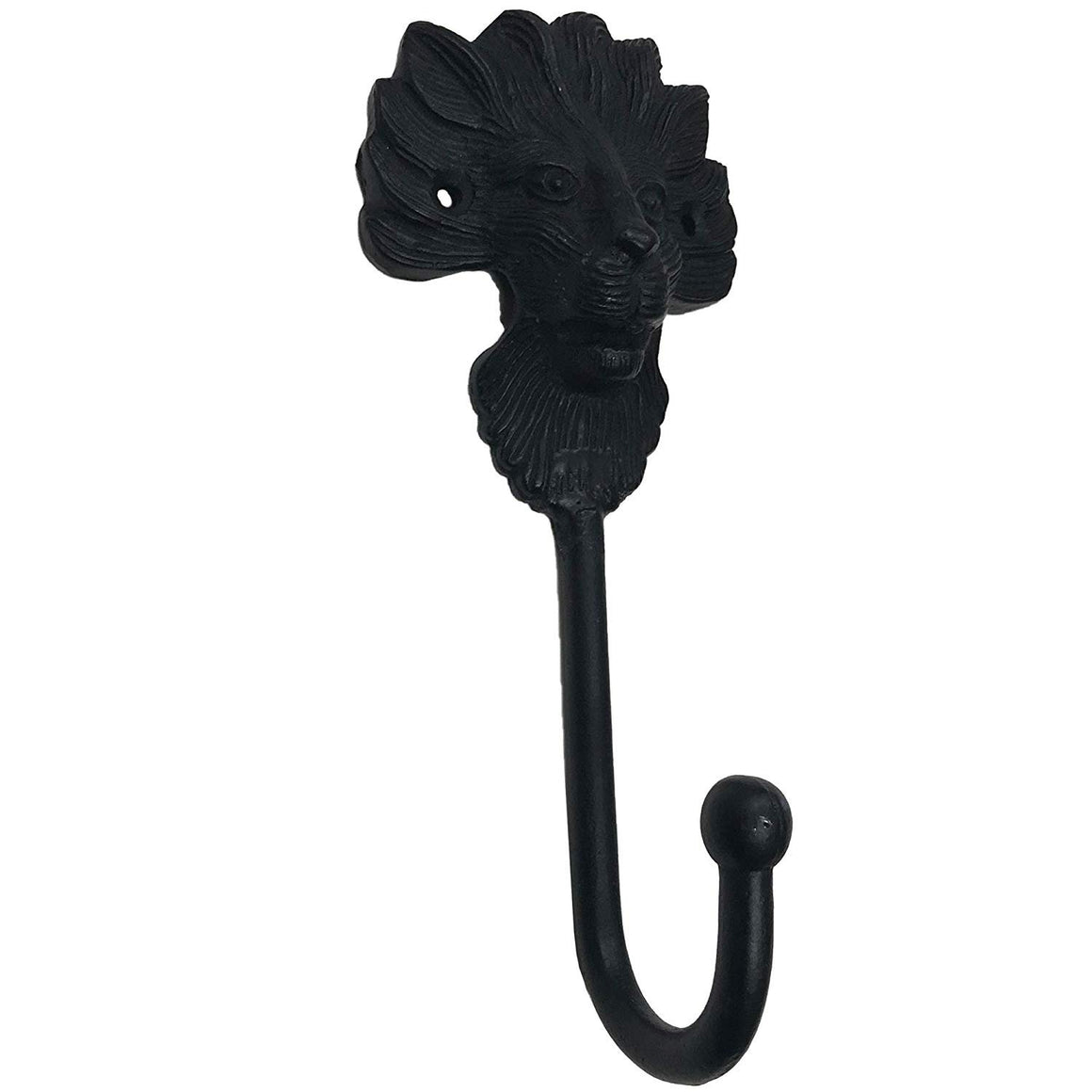 7" - LION - Coat Hook - BB-421 - For coat, bag, etc - Black Finish For interior & Exterior Designing