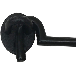 (2) 9" Cabinet Hook - DS-134 - Antique Style Hook Eye Door Latch, Vintage Black cast Iron Finish
