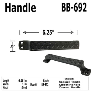 6.25" - Decorative Antique style Handle -for cabinets, doors, dressers, BB-692-BLK (2)